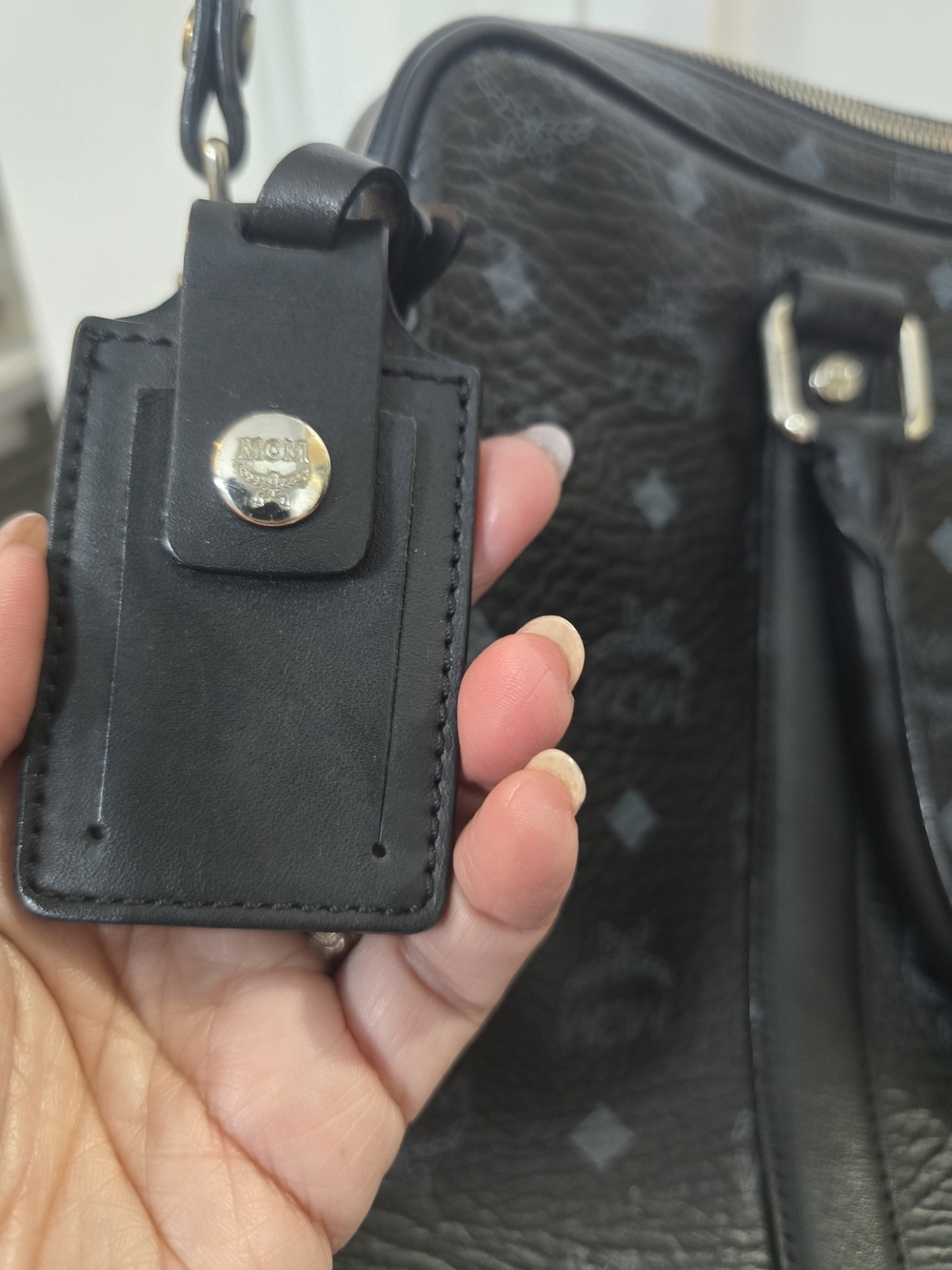 MCM Black Leather Visetos Satchel Bag - Picture 5 of 13